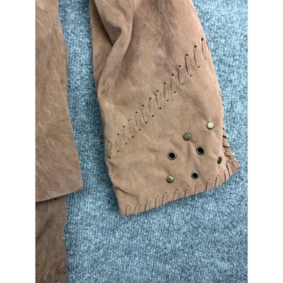 Selene Sport Jacket Skirt Set Women's 12 Brown Faux Suede Button Up Embellished - Picture 4 of 11